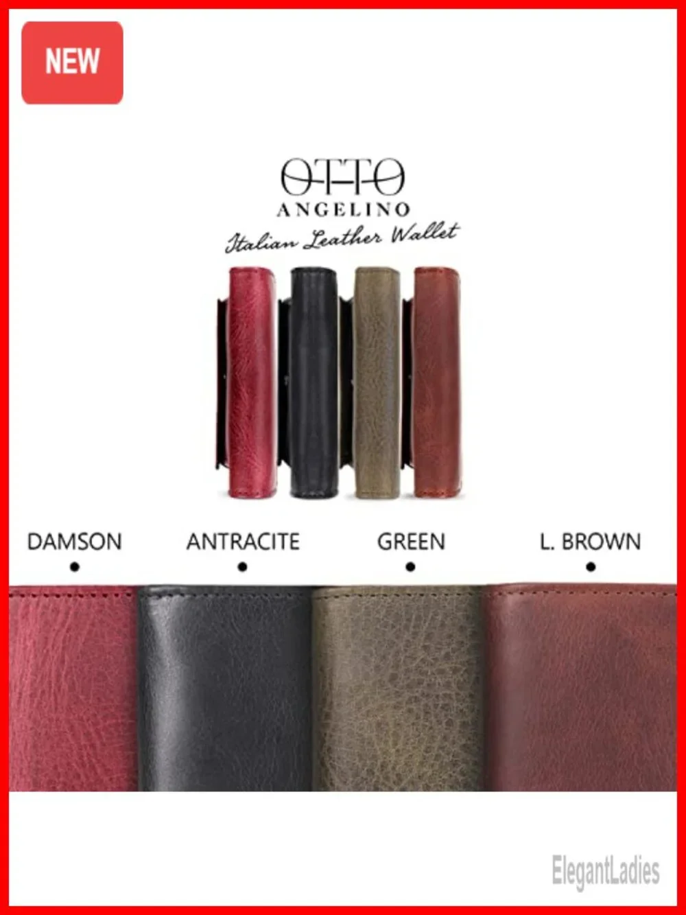 RFID Blocking Zippered Bifold Wallet - Italian Cowhide Leather - Slim Travel
